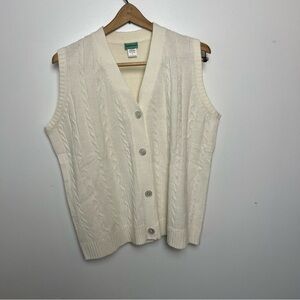 Women’s Vintage Cream‎ Cable Knit Sweater Vest Large